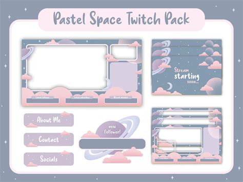 Animated Pastel Space Twitch Pack Overlays Panels Screens Etsy