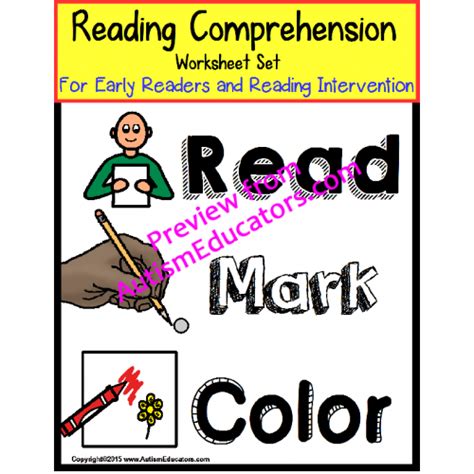 Autism Reading Comprehension Worksheets With Data For Early Readers
