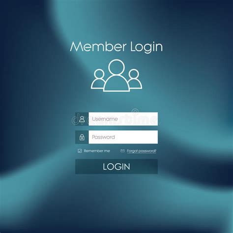 Login Form Menu With Simple Line Icons Blurred Stock Vector Image