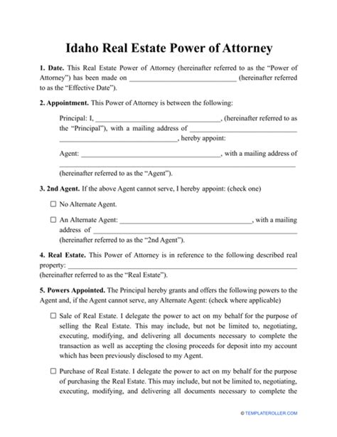 Idaho Real Estate Power Of Attorney Template Fill Out Sign Online
