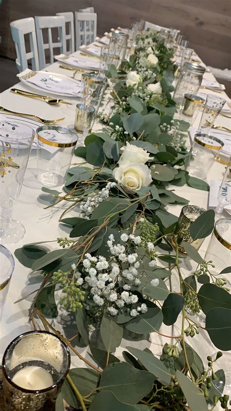 Rustic Green Foliage Table Garland In 2021 Eucalyptus Wedding