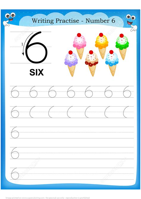 This set of printable worksheets is specially designed for students of grade 6, grade 7, grade 8, and high school. Number 6 Handwriting Practice Worksheet | Free Printable Puzzle Games