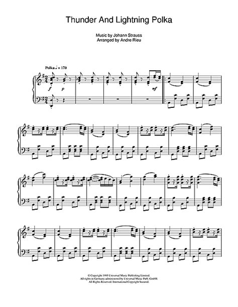 Thunder And Lightning Polka Sheet Music By Andre Rieu Piano 101409
