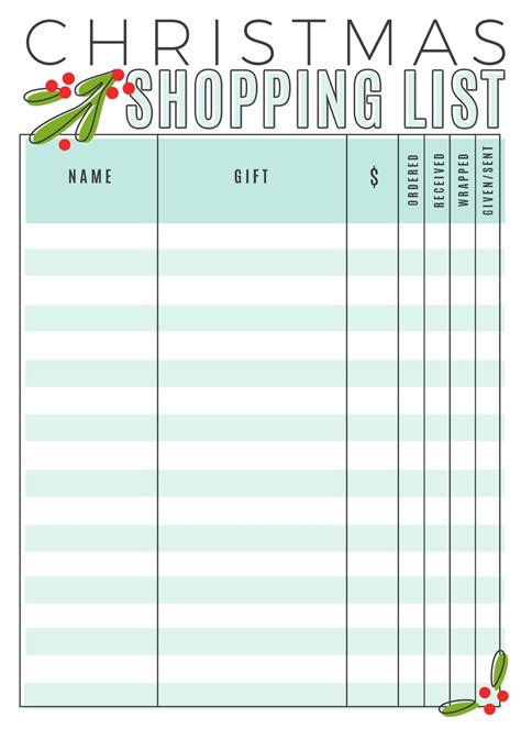 Christmas Shopping List Template Free PDF Printables Printablee