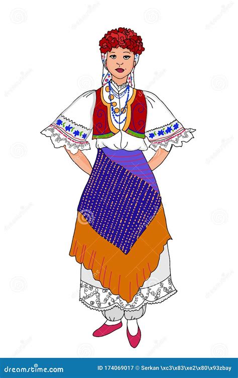 Traditional Woman Standing And Wearing Turkish Culture Clothes