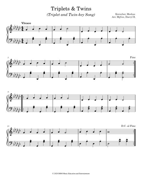 Triplets Twins Sheet Music For Piano Solo