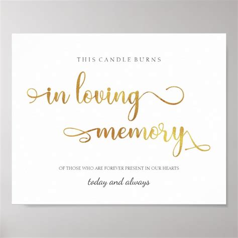 In Loving Memory Gold 8x10 Wedding Sign