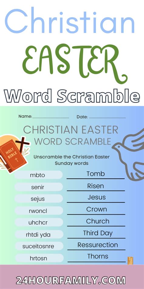 Christian Easter Word Scramble Printable