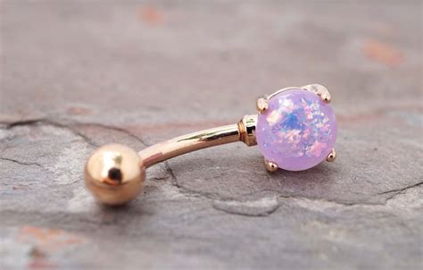 Light Purple Opal Rose Gold Belly Button Ring Belly Button Rings