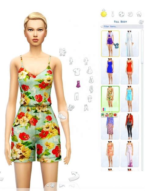 Floral And Solid Romper Sims 4 Female Clothes