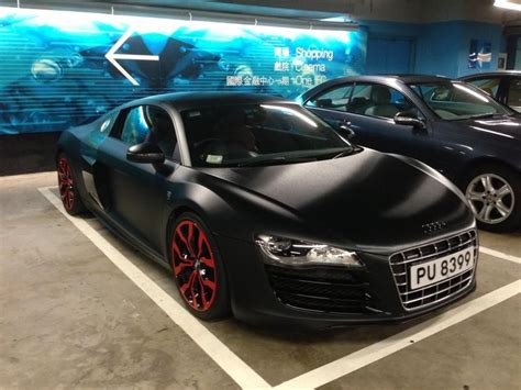 Audi r8 is matte black in china carnewschina com. audi-r8-red-black-rimscame-across-this-mean-looking-matte ...
