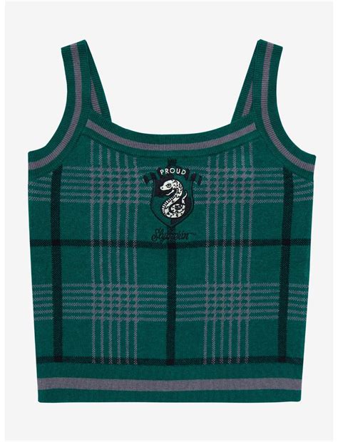 Harry Potter Slytherin Plaid Knit Tank Top Boxlunch Exclusive Boxlunch