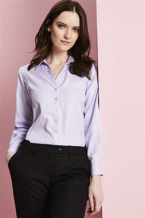 Women S Prestige Open Collar Shirt Lilac Herringbone