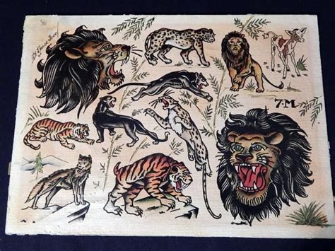 Sailor Jerry Big Cat Flash In 2020 Tiger Painting Vintage Tattoo