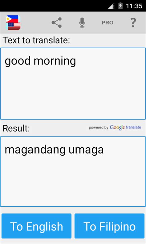 Choose a language from which you wish to translate a text and the. Filipino English Translator - Android Apps on Google Play