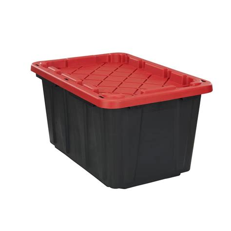 Hyper Tough 27 Gallon Stackable Snap Lid Plastic Storage Bin Black