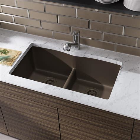 Rene Undermount Composite Granite 33 In Double Bowl Kitchen Sink In