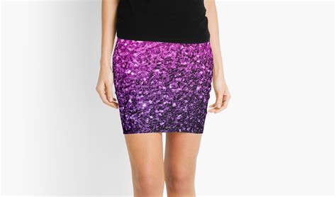 Beautiful Purple Pink Ombre Glitter Sparkles Mini Skirts By Pldesign