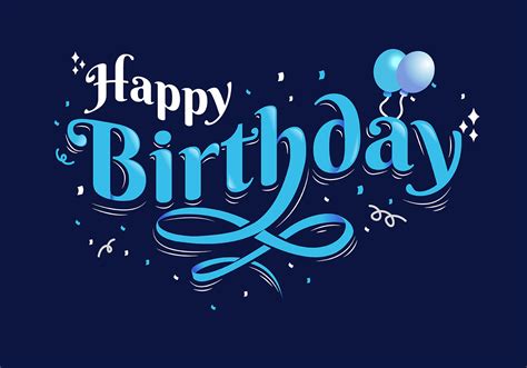 Happy Birthday Typography In Dark Blue Background 551631 Vector Art At