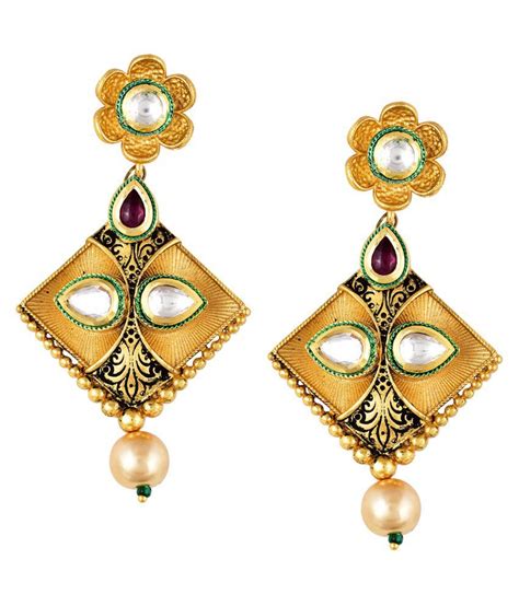 Vk Jewels Square Traditional Gold Plated Alloy Kundan Necklace With Earrings Vknks G Buy