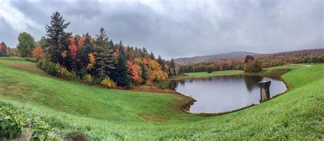 Beautiful Hills Of New England In Foliage Season Panoramic View Stock