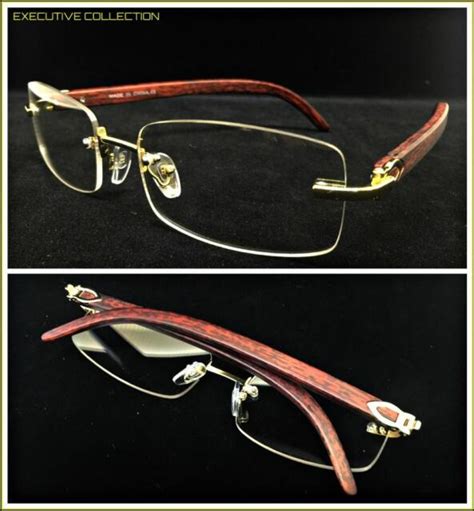 Classy Exotic Elegant Retro Style Clear Lens Eye Glasses Rimless Gold