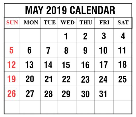 How To Schedule Your Month With May 2019 Printable Calendar How To Wiki