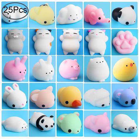 Outee Mini Squishies Animals 25 Pcs Animal Toys Stress Relief Cat