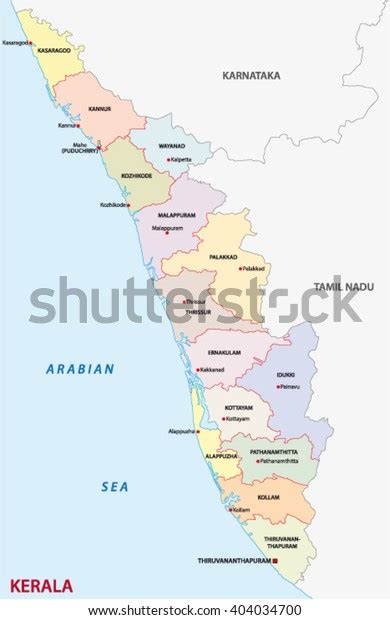 Kerala District Map India Stock Vector Royalty Free 404034700