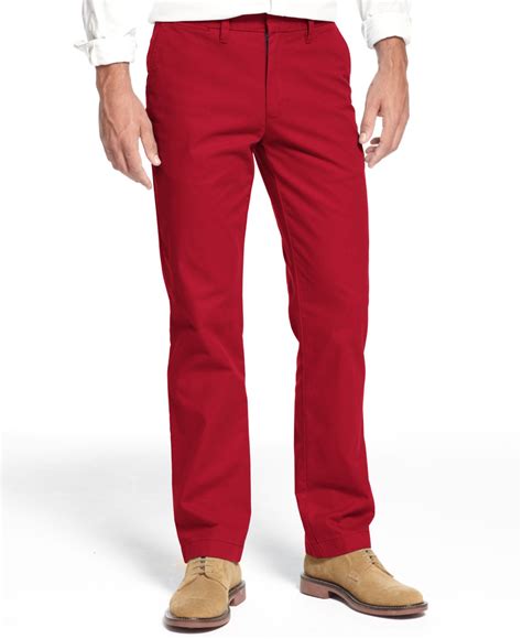 Lyst Tommy Hilfiger Mercer Custom Fit Chino Pants In Red For Men
