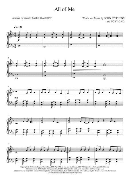 It s all coming back to me now celine dion piano sheet music. All Of Me - John Legend - Piano Solo By John Legend - Digital Sheet Music For Piano Solo ...
