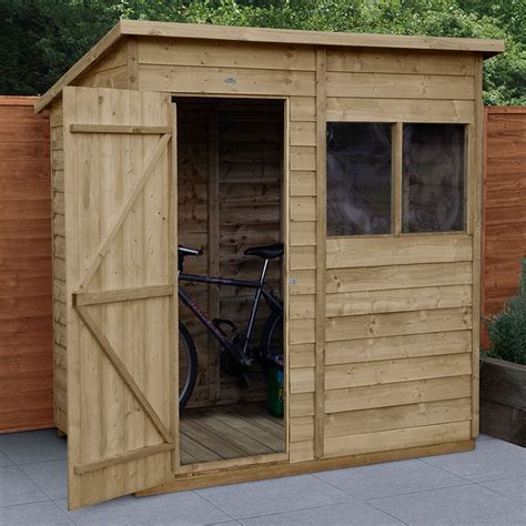6 X 4 Forest Overlap Pressure Treated Pent Wooden Shed 198m X 139m