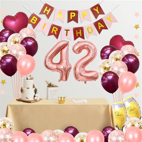 Buy Fancypartyshop 42nd Birthday Decorations Supplies For Girls And