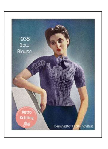 1930s Easy Pussy Bow Blouse Vintage Knitting Pattern Copy Ebay