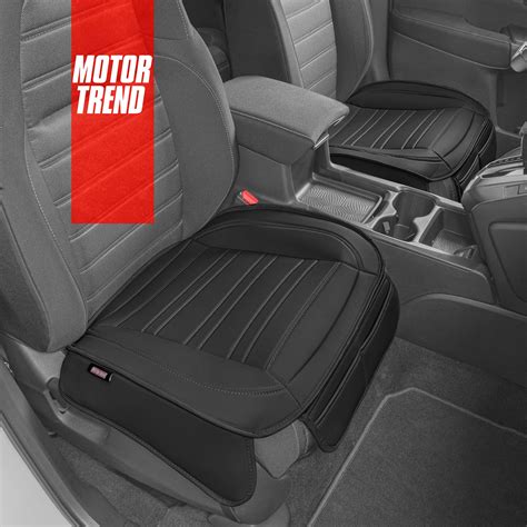 Motor Trend Black Faux Leather Car Seat Covers For Front Seats 2 Pack Padded Car Seat