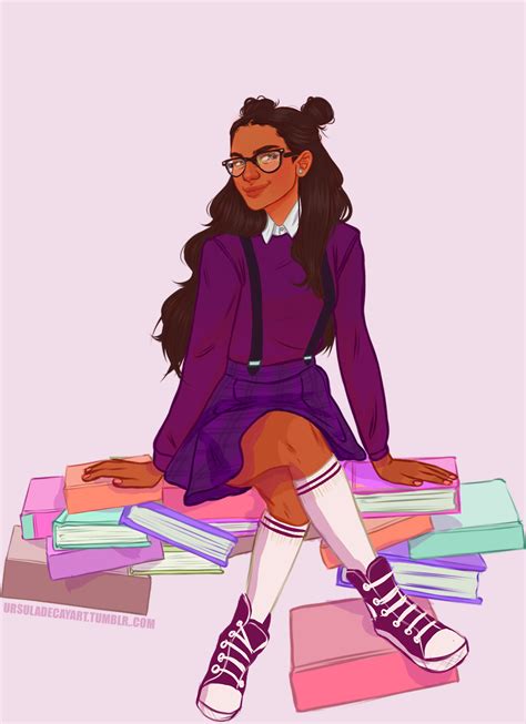 Spot Illustration For Theplumdots Youtube She Wanted A Cute Nerdy Girl On A Pile Of Books