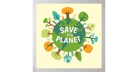 Save The Planet Earth Illustration Poster Zazzle