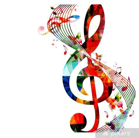 Poster Colorful Background With Music Notes Pixersuk