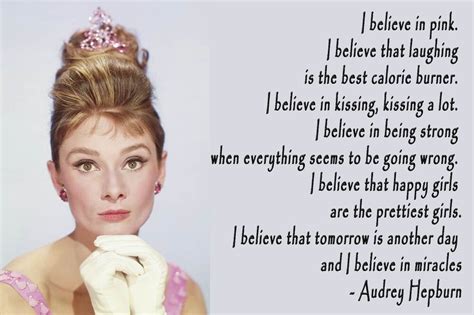 I believe that laughing is the best calorie burner. Audrey Hepburn "I Believe In Pink" Quote Poster Print 12"x18" On Matte Paper | eBay