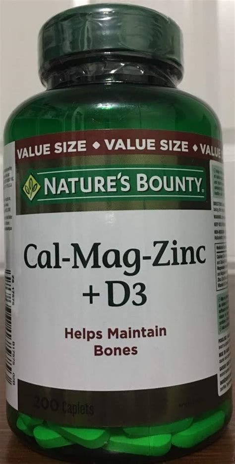 Amazon Com Nature S Bounty Calcio Magnesio Y Zinc Con Vitamina D3