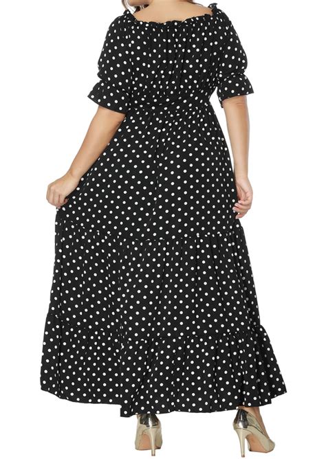 Plus Size Polka Dot Maxi Dress Fairyseason