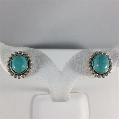 Silver Turquoise Stud Earrings By AFestivalEveryDay On Etsy