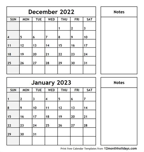 December 2023 Calendar With January 2022 Calendar 2022