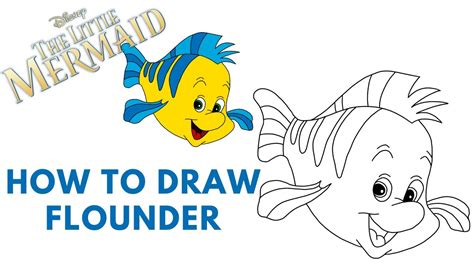 How To Draw Flounder The Little Mermaid Step By Step Easy