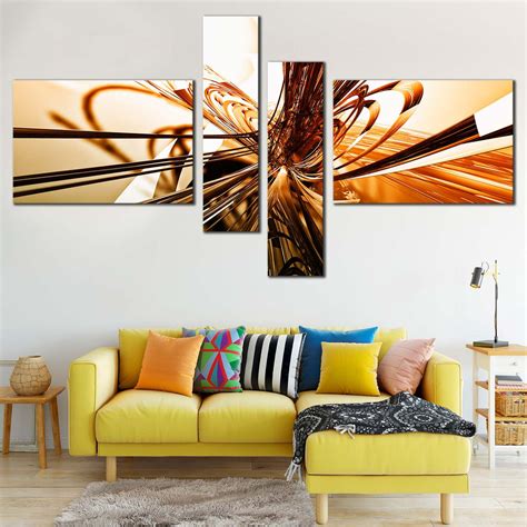 Contemporary Abstract Canvas Wall Art Orange Modern Abstract Multiple