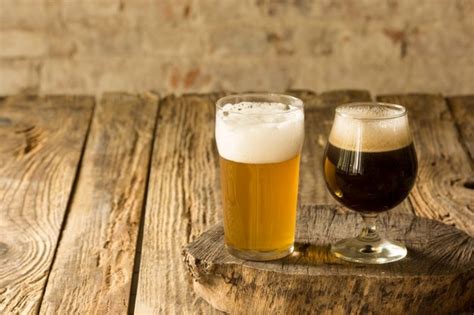 Free Photo Glasses Of Different Kinds Of Dark And Light Beer On