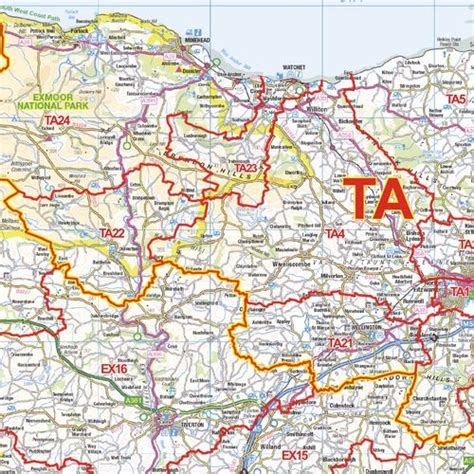 South West England Postcode District Wall Map D1 Map