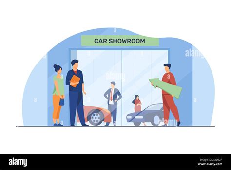 People Choosing And Buying Automobile Car Showroom Customer Seller