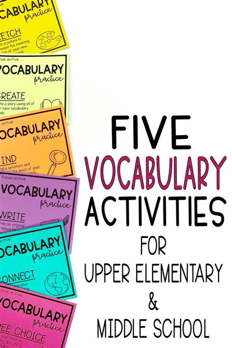 Five Different Vocabulary Activities For Upper Elementary Or Middle