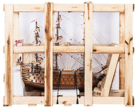 Lot Detail Four Large Wooden Model Ships With Display Cases Including